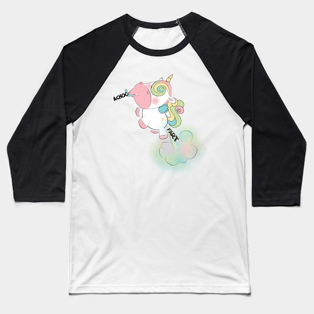 Sick unicorn Baseball T-Shirt by Freecheese